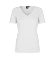 Front ID Identity Interlock T-shirt | v-hals | dame Front med tryk - Hvid