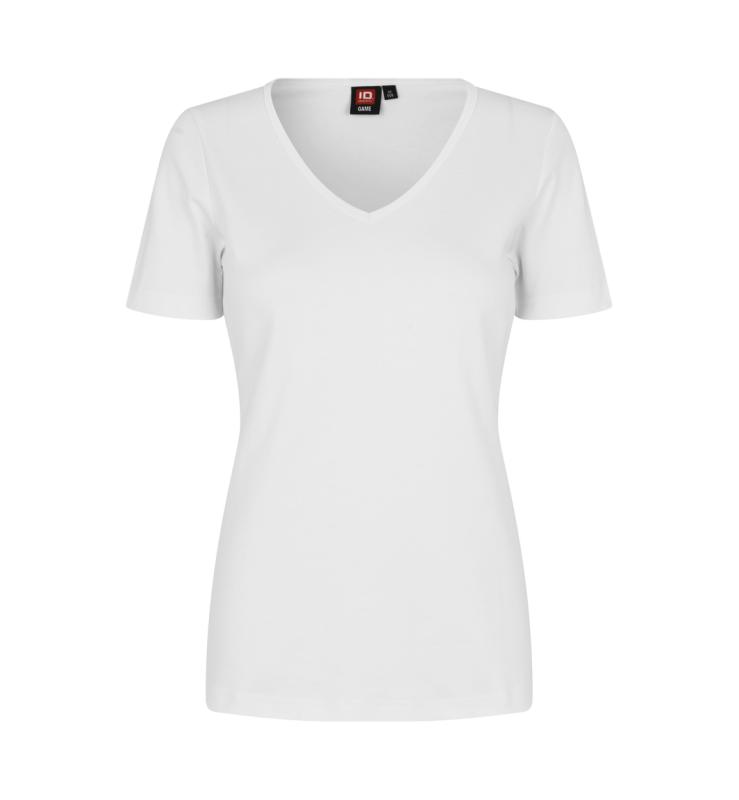 ID Identity Interlock T-shirt | v-hals | dame med tryk - Hvid