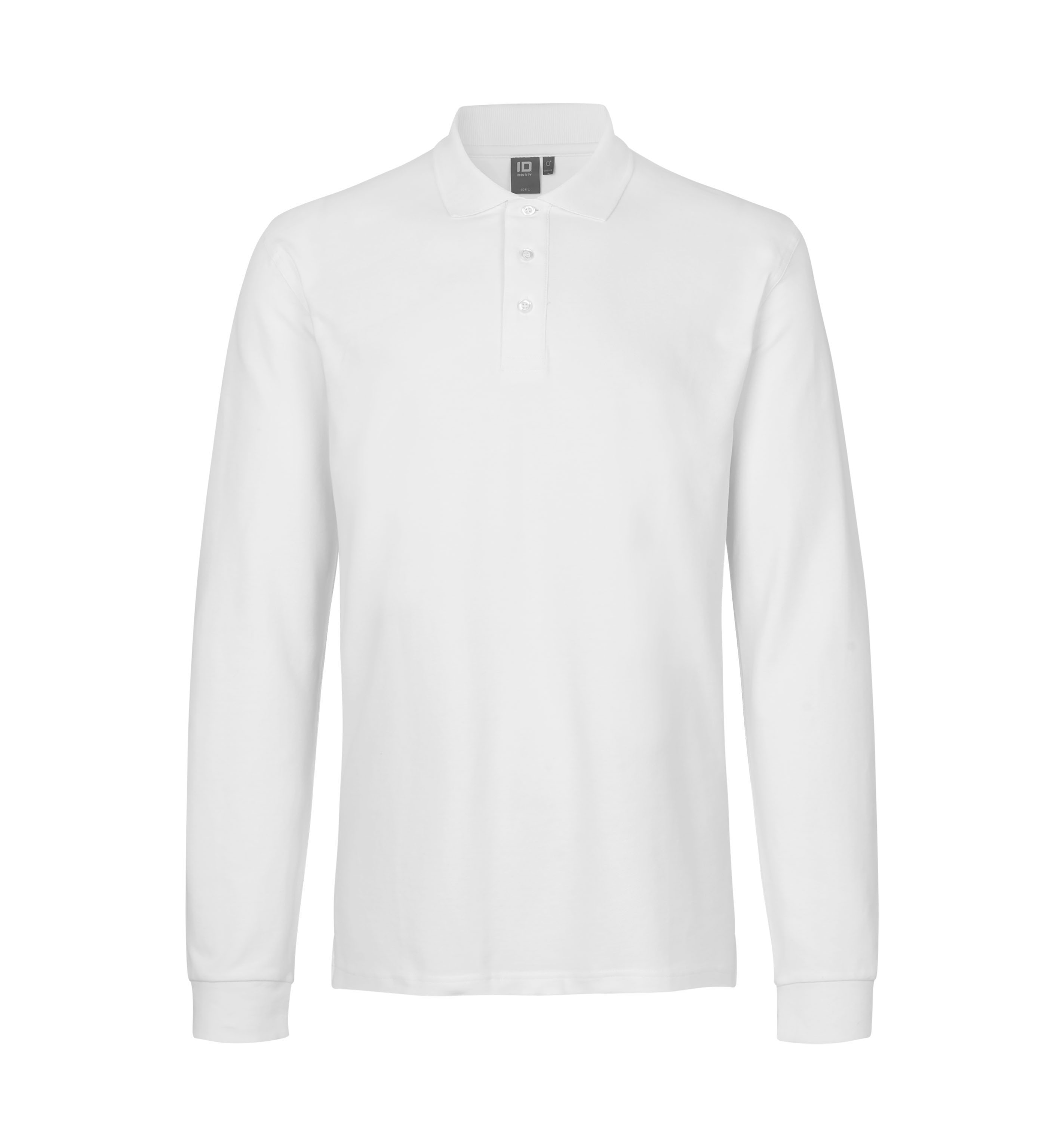 Langarm Poloshirt | Stretch – Weiss (Front)