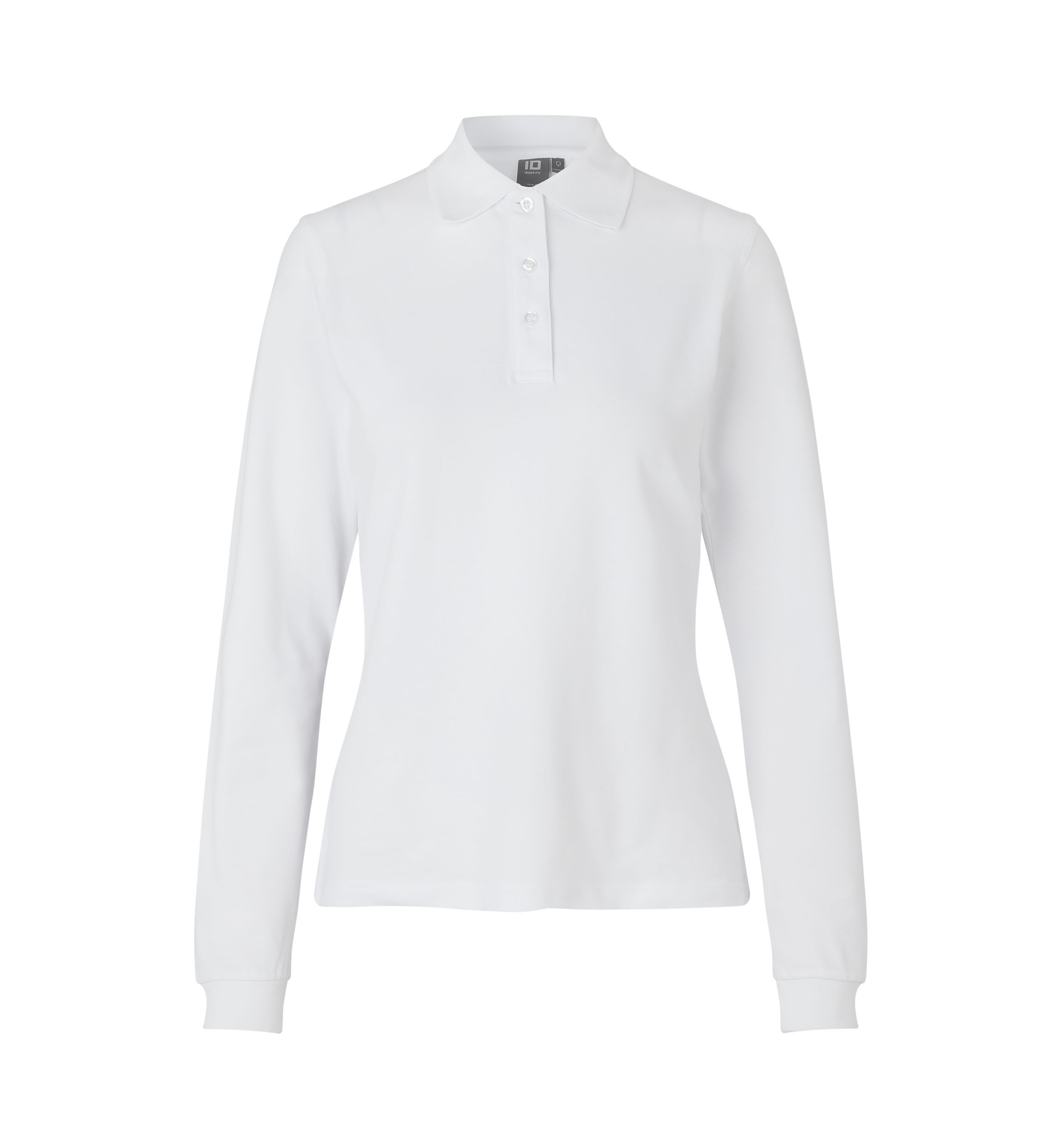 Langarm Poloshirt | Stretch | Damen – Weiss (Front)