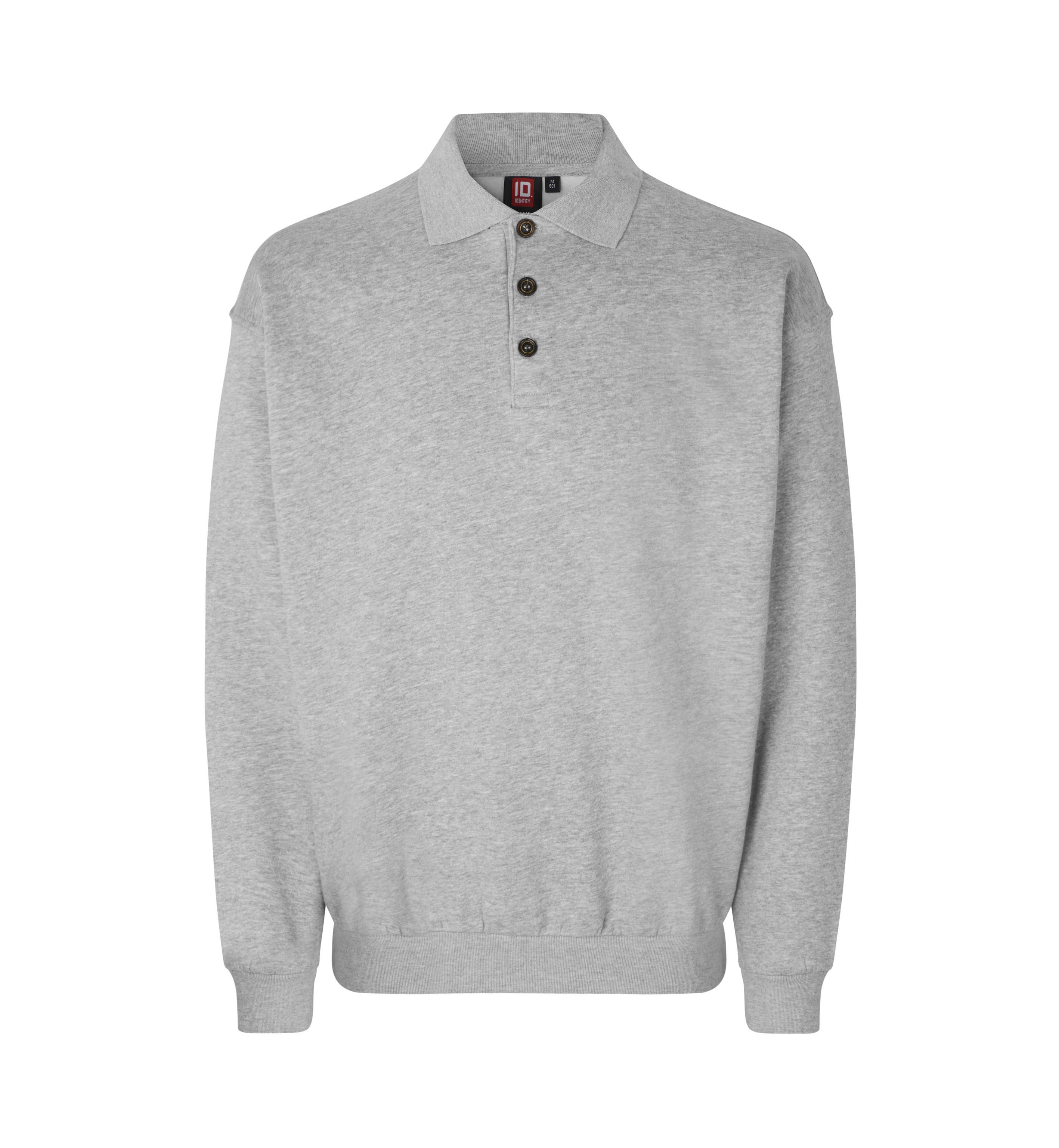 Polo-Sweatshirt | klassisch – Grau meliert (Front)