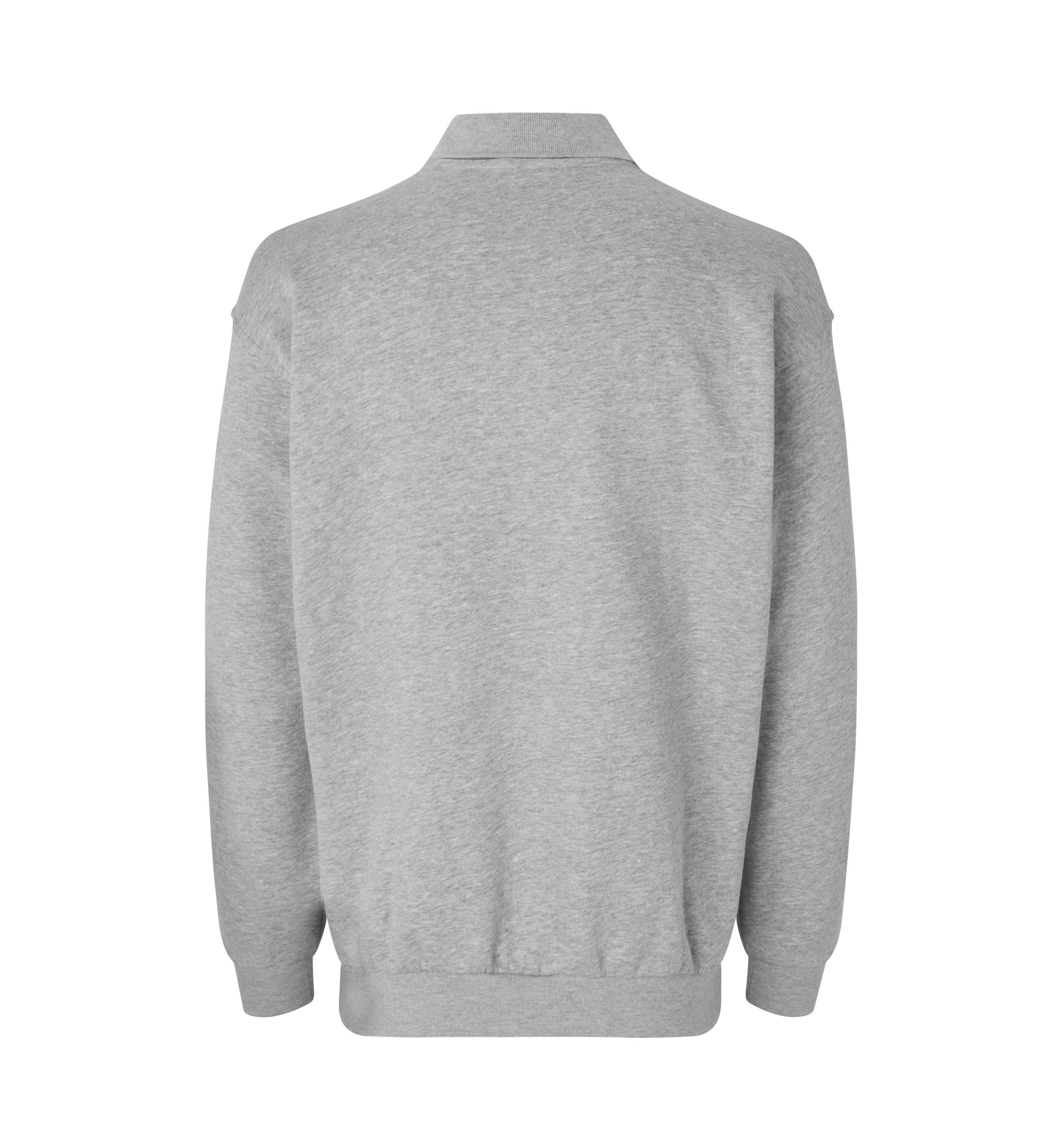 Polo-Sweatshirt | klassisch – Grau meliert (Rücken)
