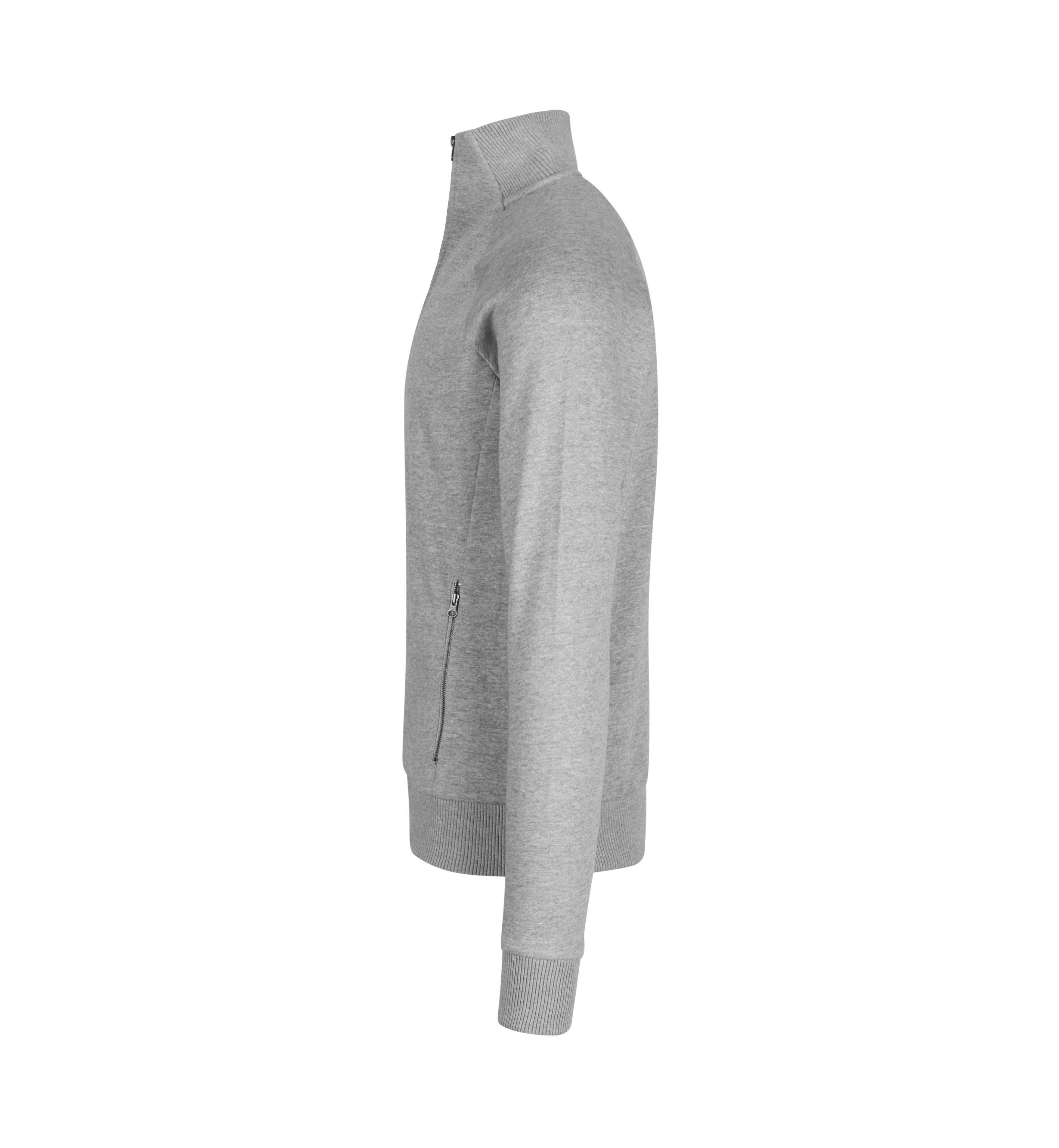Sweat-Cardigan | Reißverschluss – Grau meliert (Seite links)