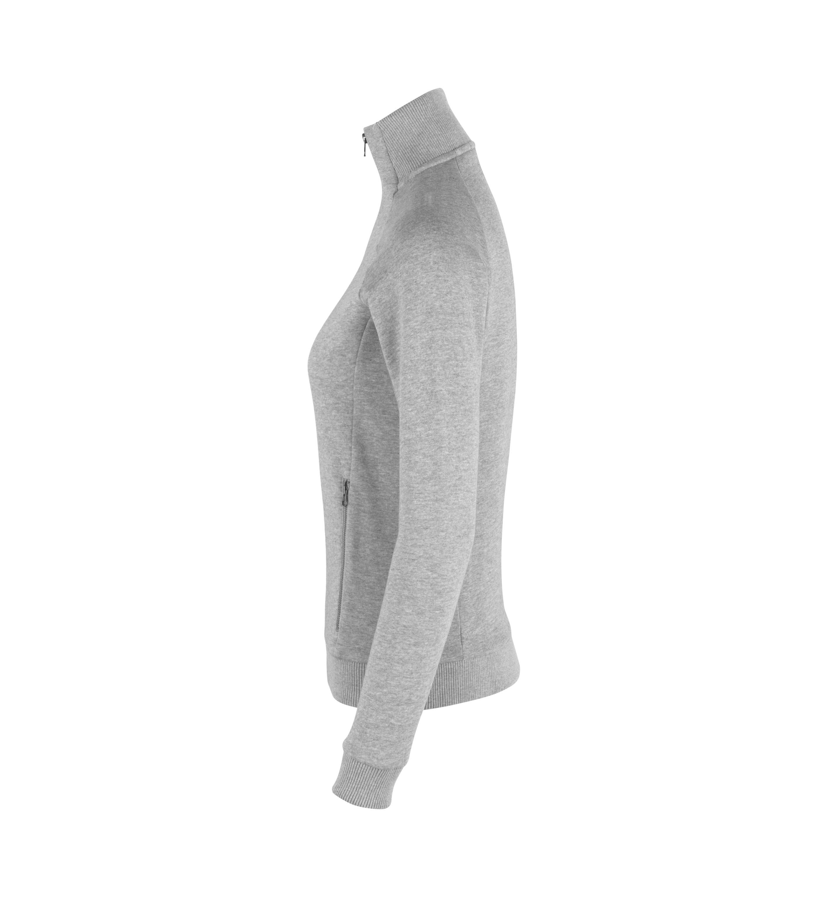 Sweat-Cardigan | Reißverschluss | Damen – Grau meliert (Seite links)