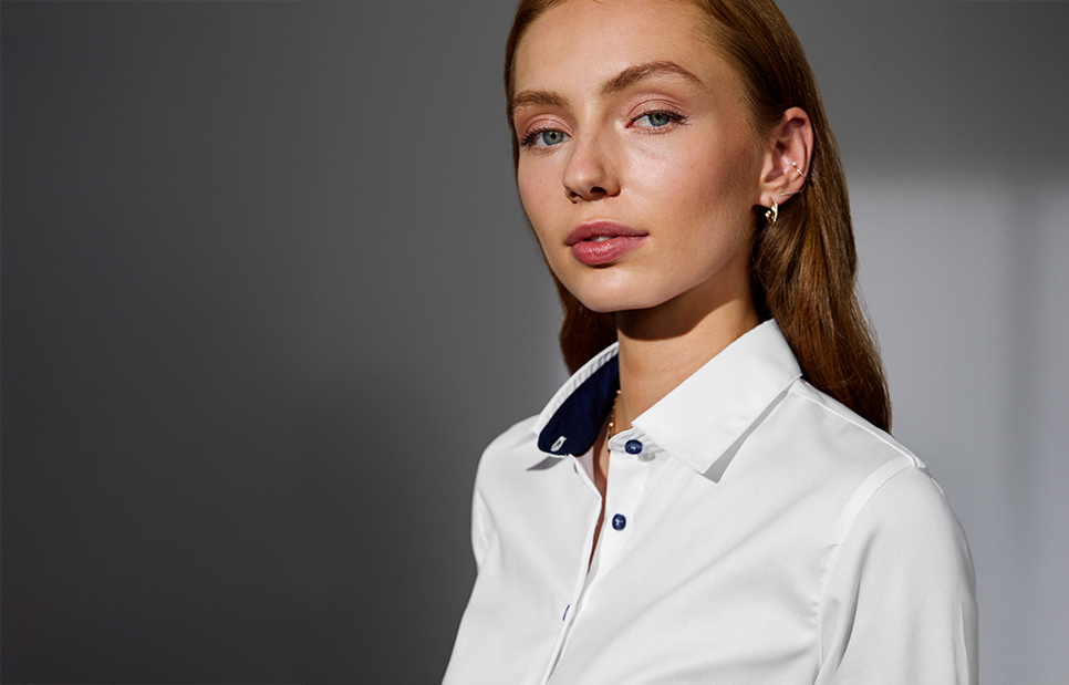 SEVEN SEAS Fine Twill Contrast | modern | women — White — thumbnail 5